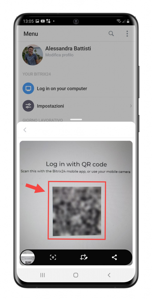 Log in to Bitrix24 on your computer using QR code